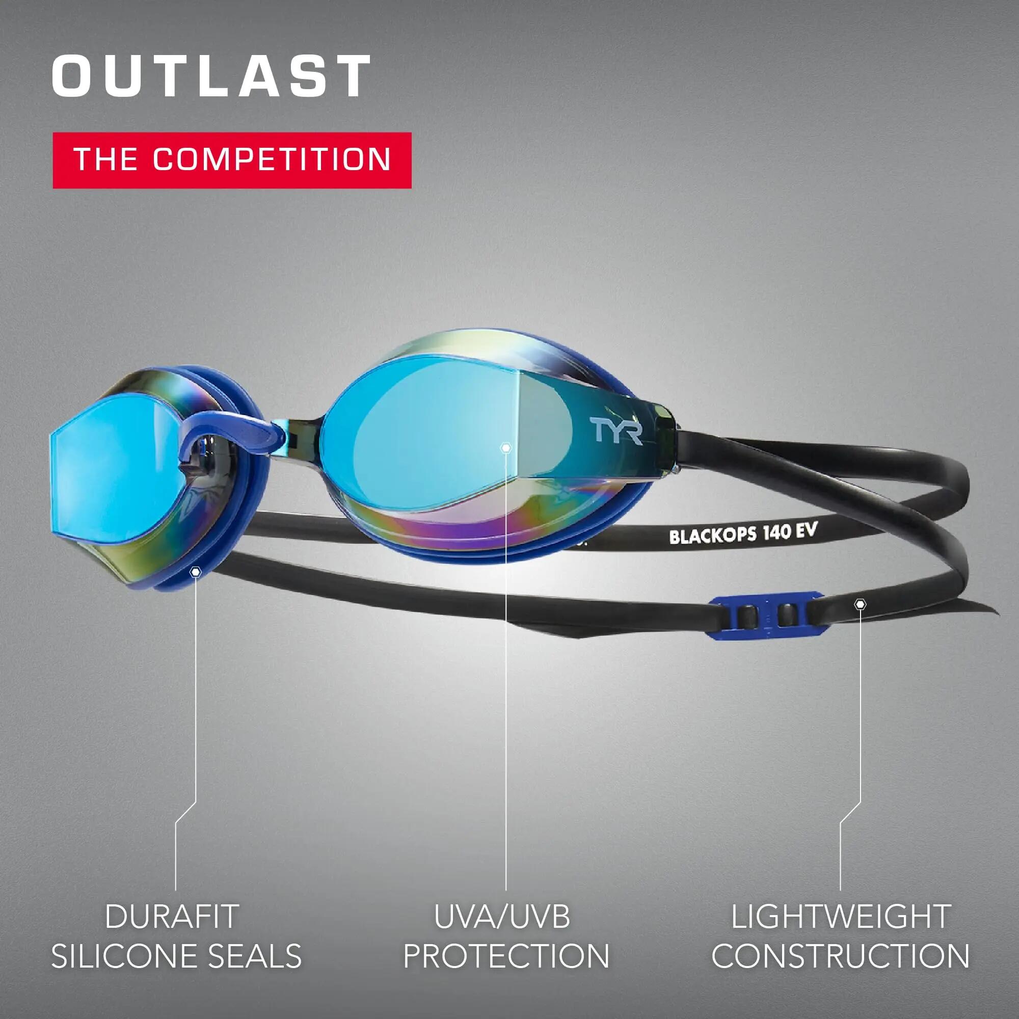 Adults Black Ops Mirrored Swim Goggles - Gold/Navy 4/6