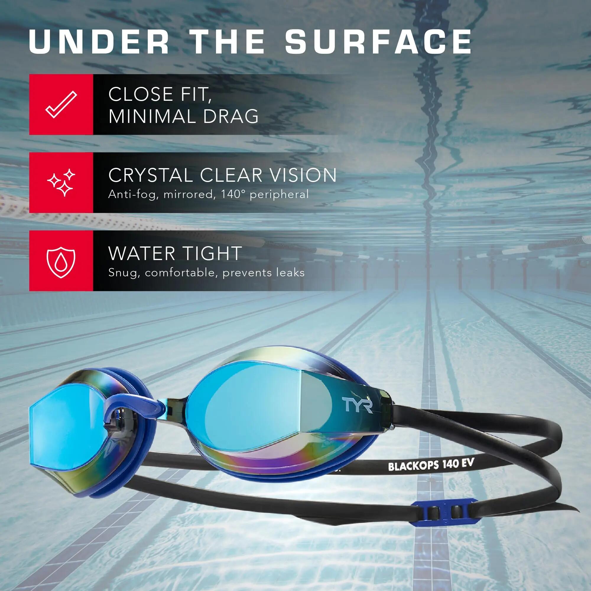 Adults Black Ops Mirrored Swim Goggles - Gold/Navy 3/6