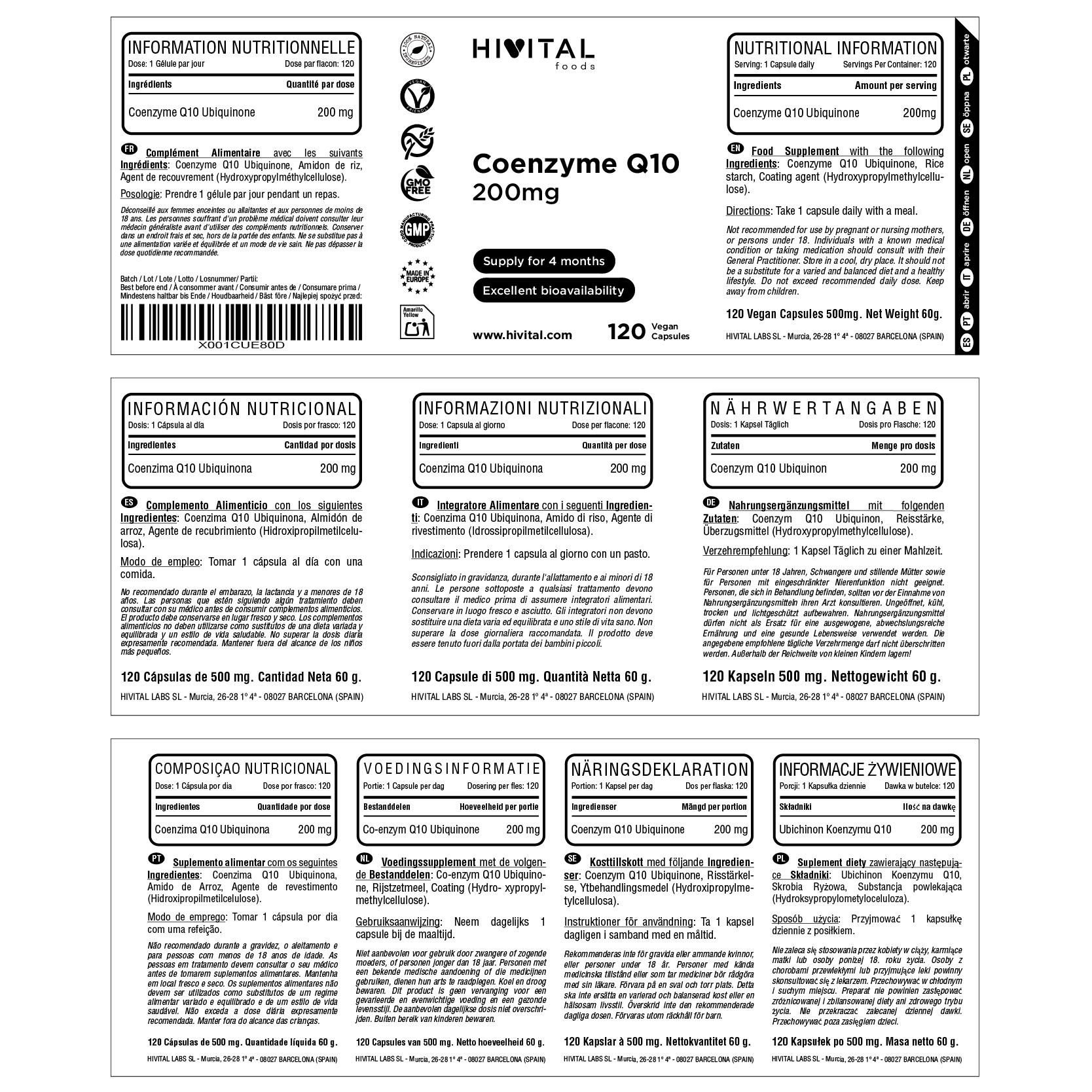 Coenzima Q10 200 mg | 120 cápsulas veganas 2/2