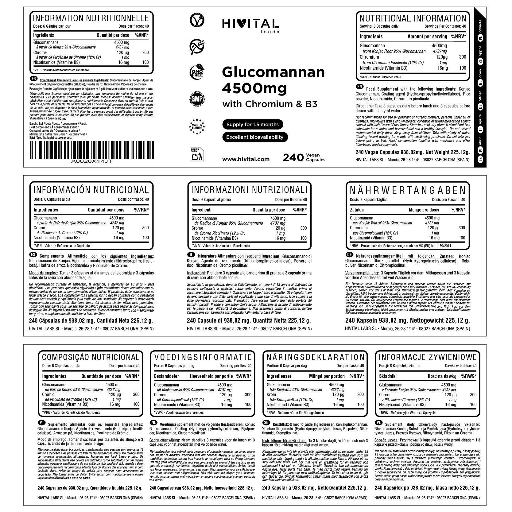 Glucomanano 4500 mg | 240 cápsulas veganas 2/2