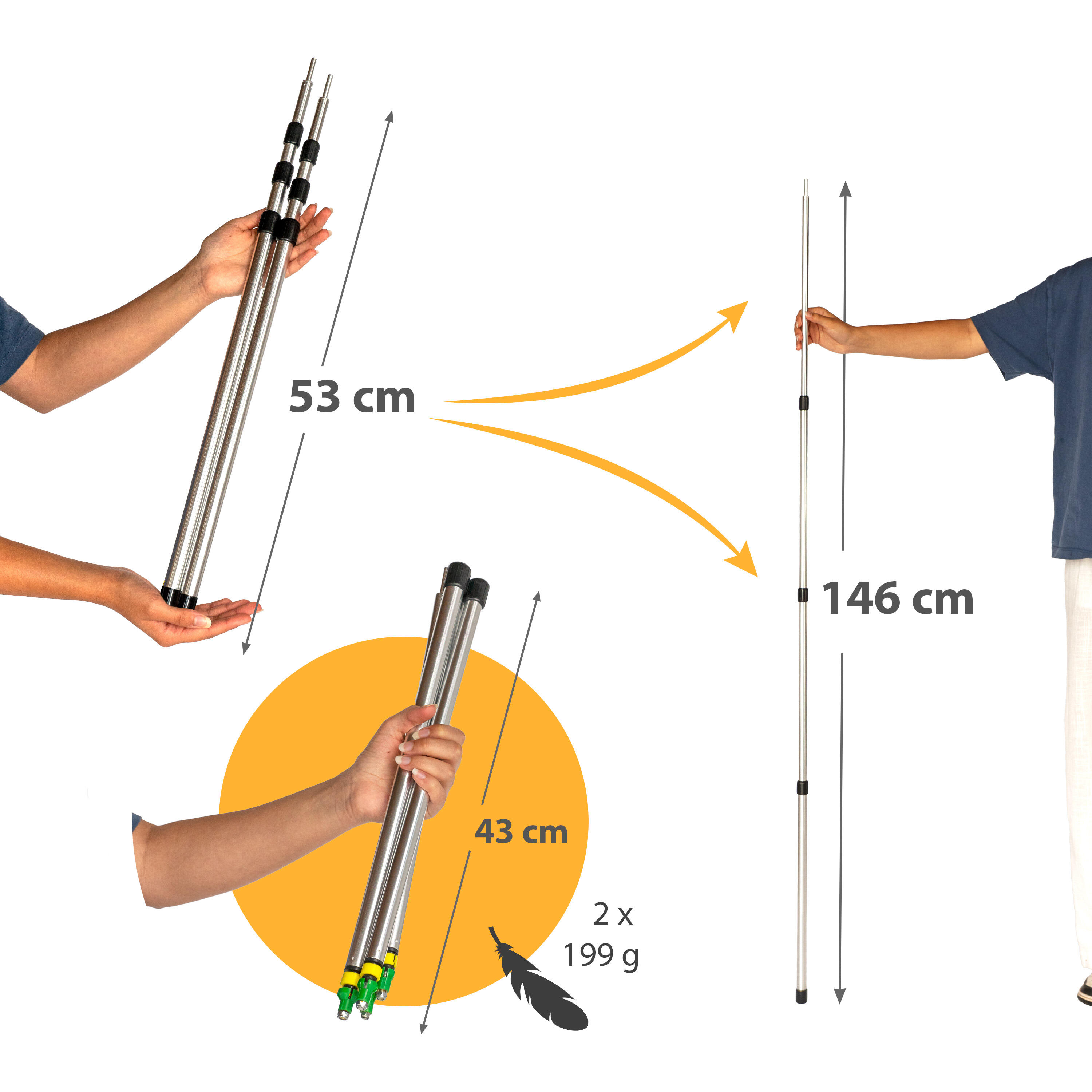 Teleskopstangen PocketPoles UL 4-teilig - Aufstellstangen für Tarp 2/7