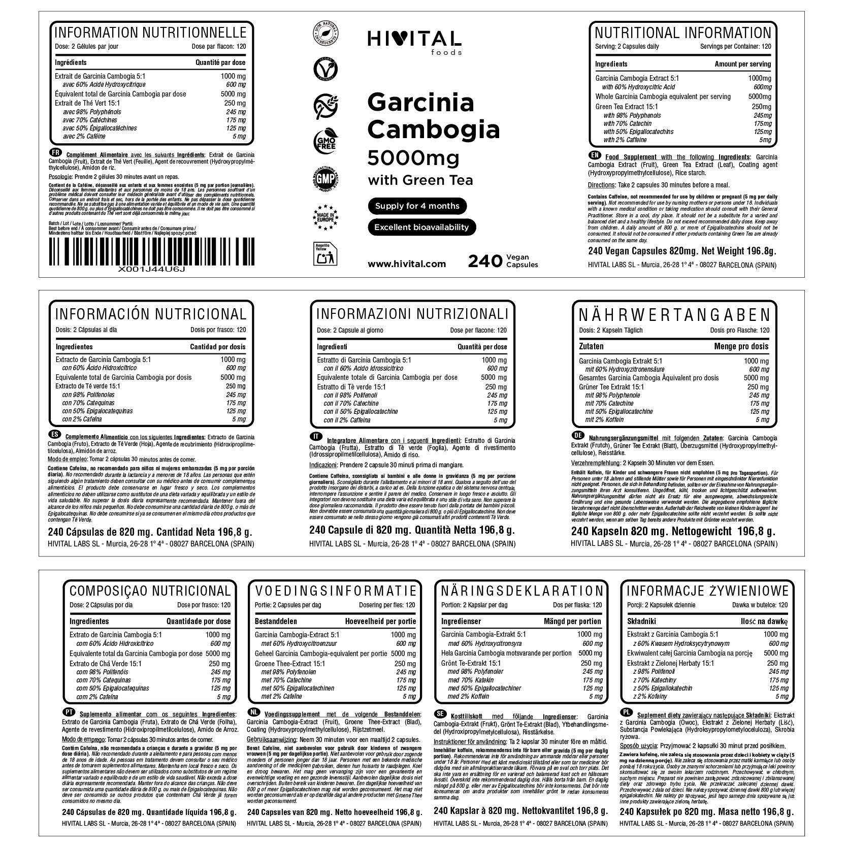 Garcinia Cambogia 5000 mg | 240 cápsulas veganas 2/2