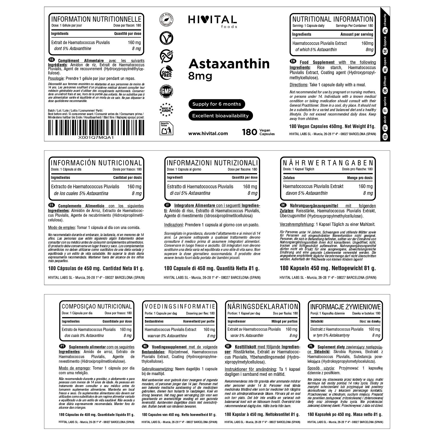 Astaxantina 8 mg | 180 cápsulas veganas 2/2
