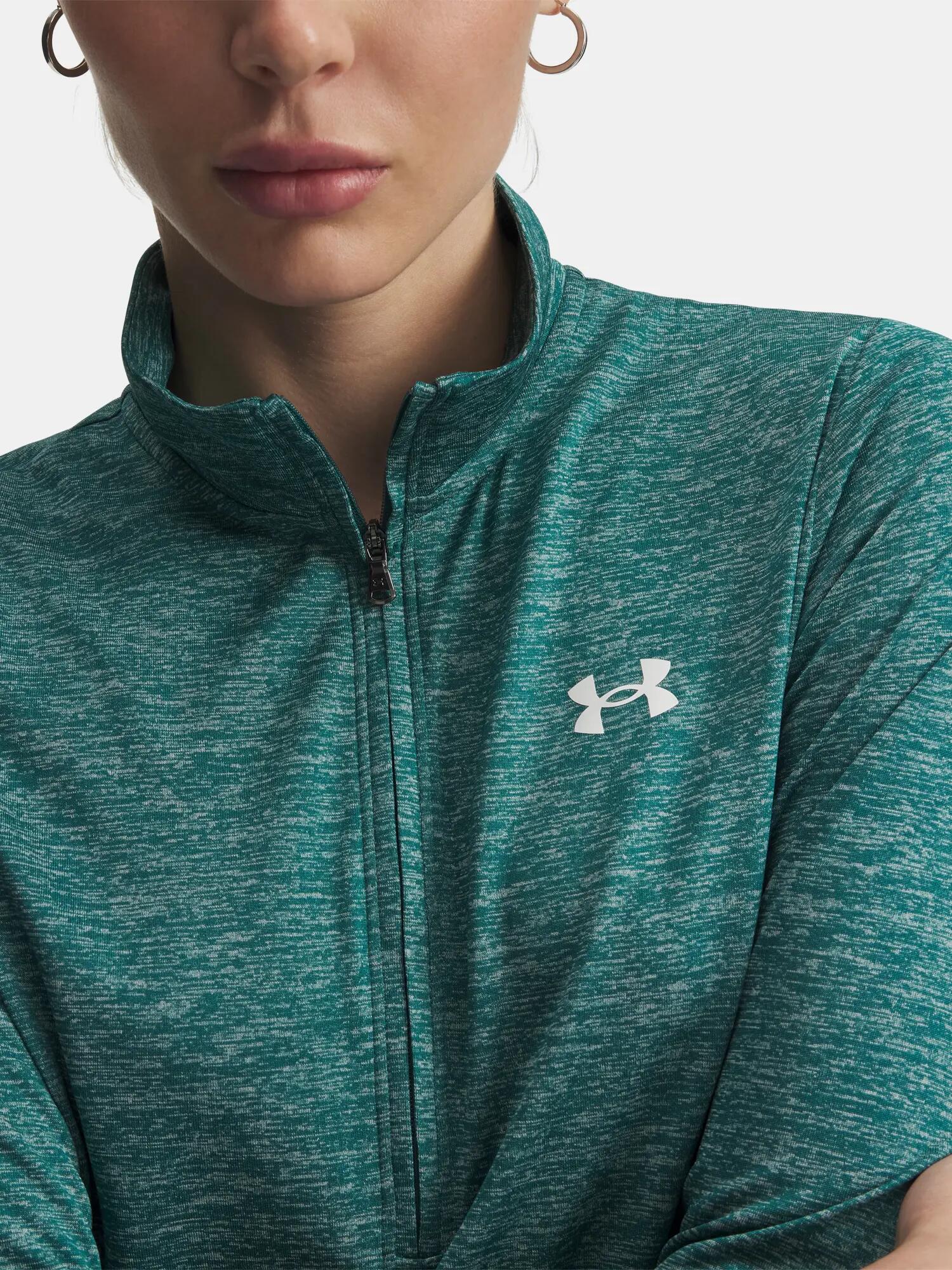 Womens/Ladies Tech Textured Half Zip Top (Green) 3/5
