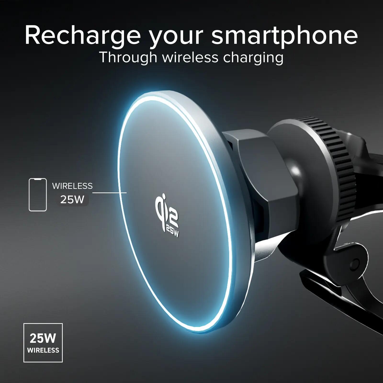 Magnetische autohouder met 25W Qi2.2 draadloos opladen en LED-lampje 5/7