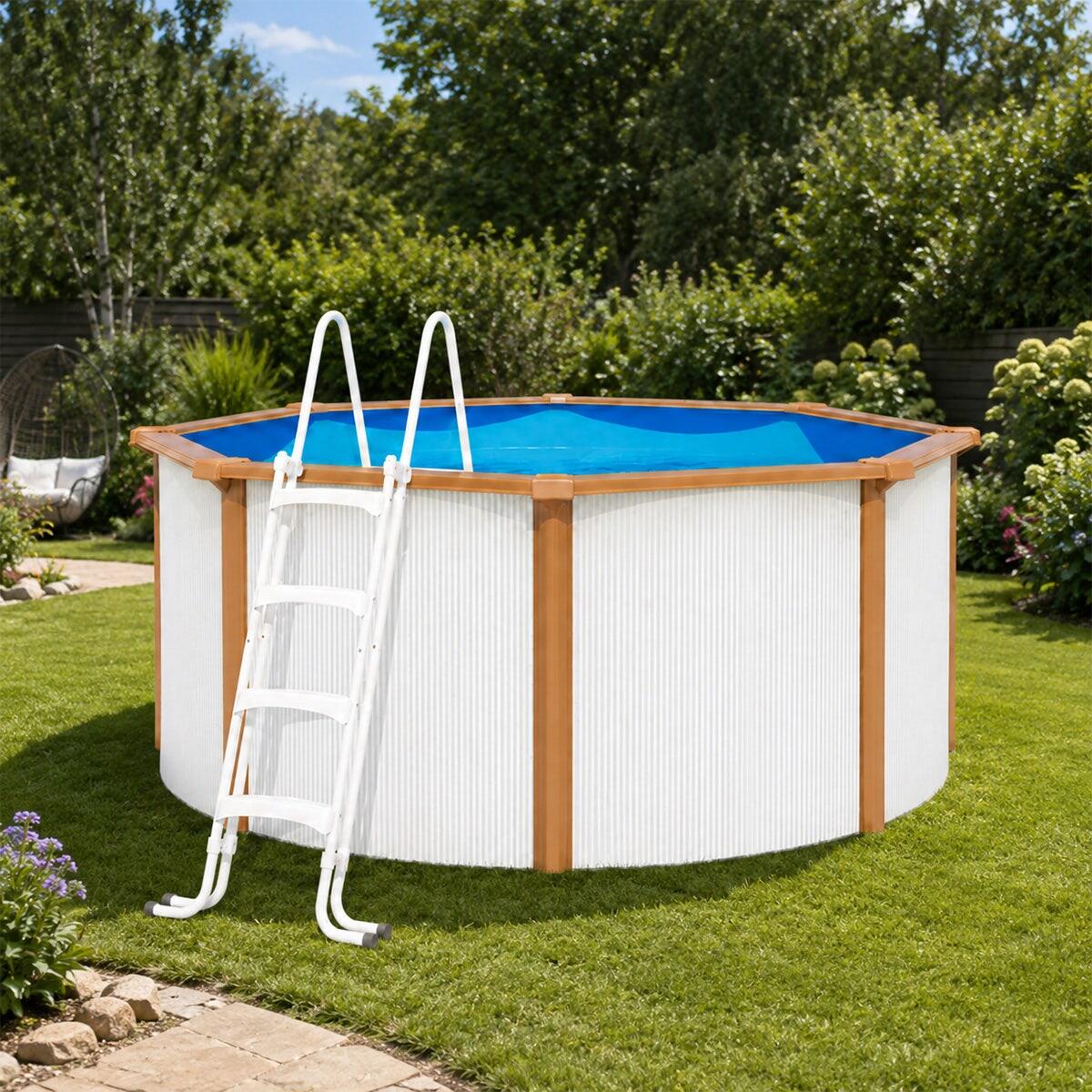 Piscine hors sol acier ronde Ø 3,05 x 1,20 m blanc et marron BAYONNE 2/7
