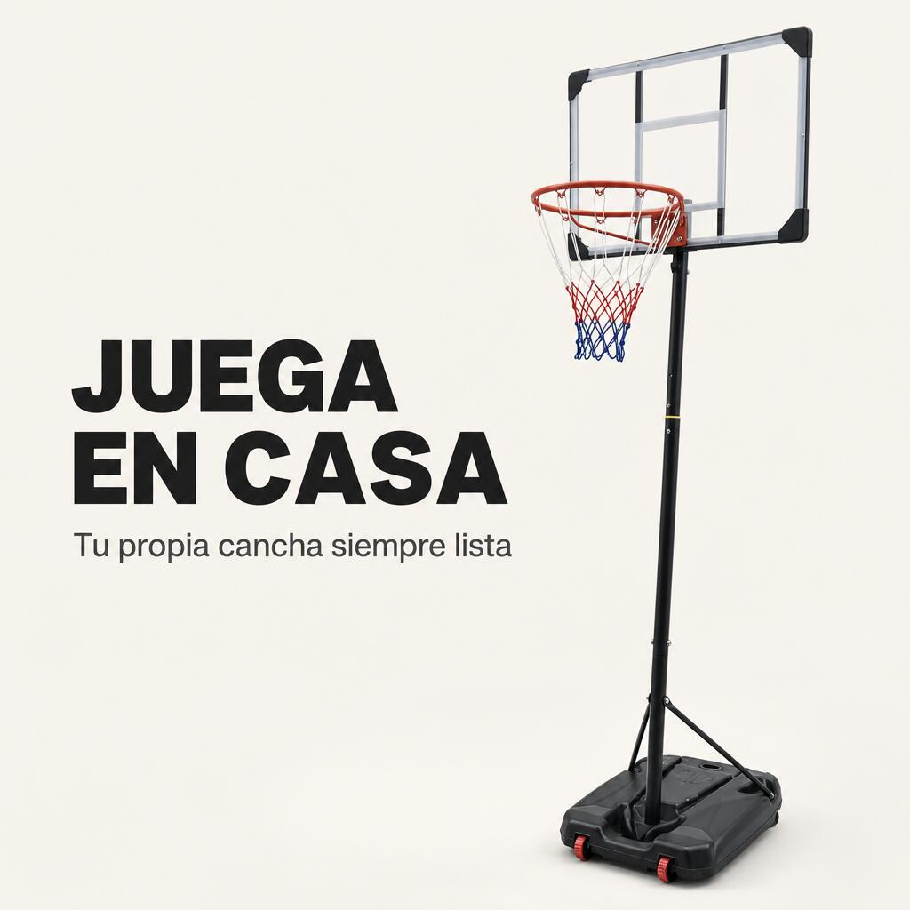 Cesto de basquetebol ajustável em altura com tabuleiro resistente, aro reforçado 2/7