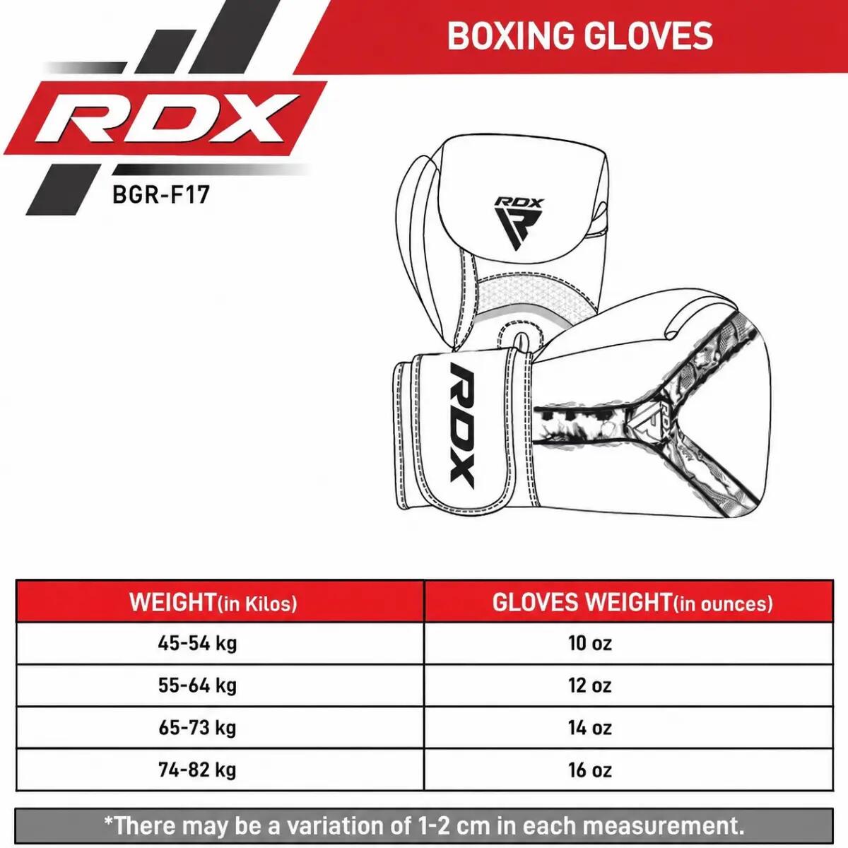 Gants de boxe RDX F17 - Noir/Rouge - 16oz 7/7