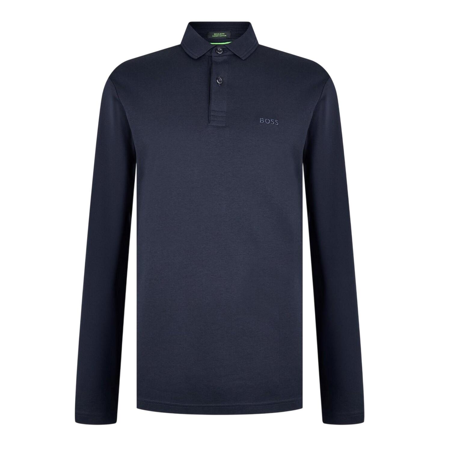 Boss Mens Pirol Logo Long-Sleeved Polo Shirt