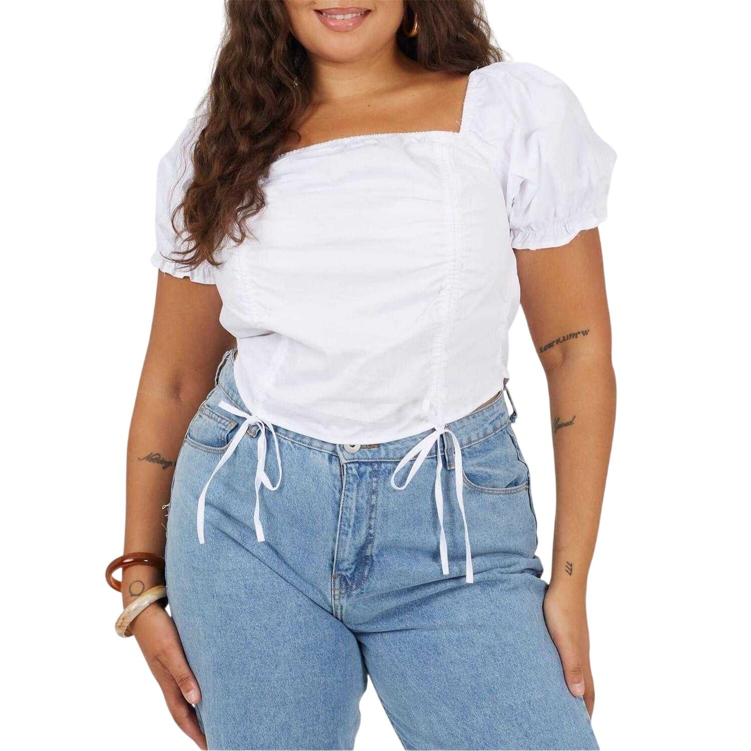 Brave Soul Womens/Ladies Ruched Plus Puff Sleeve Top