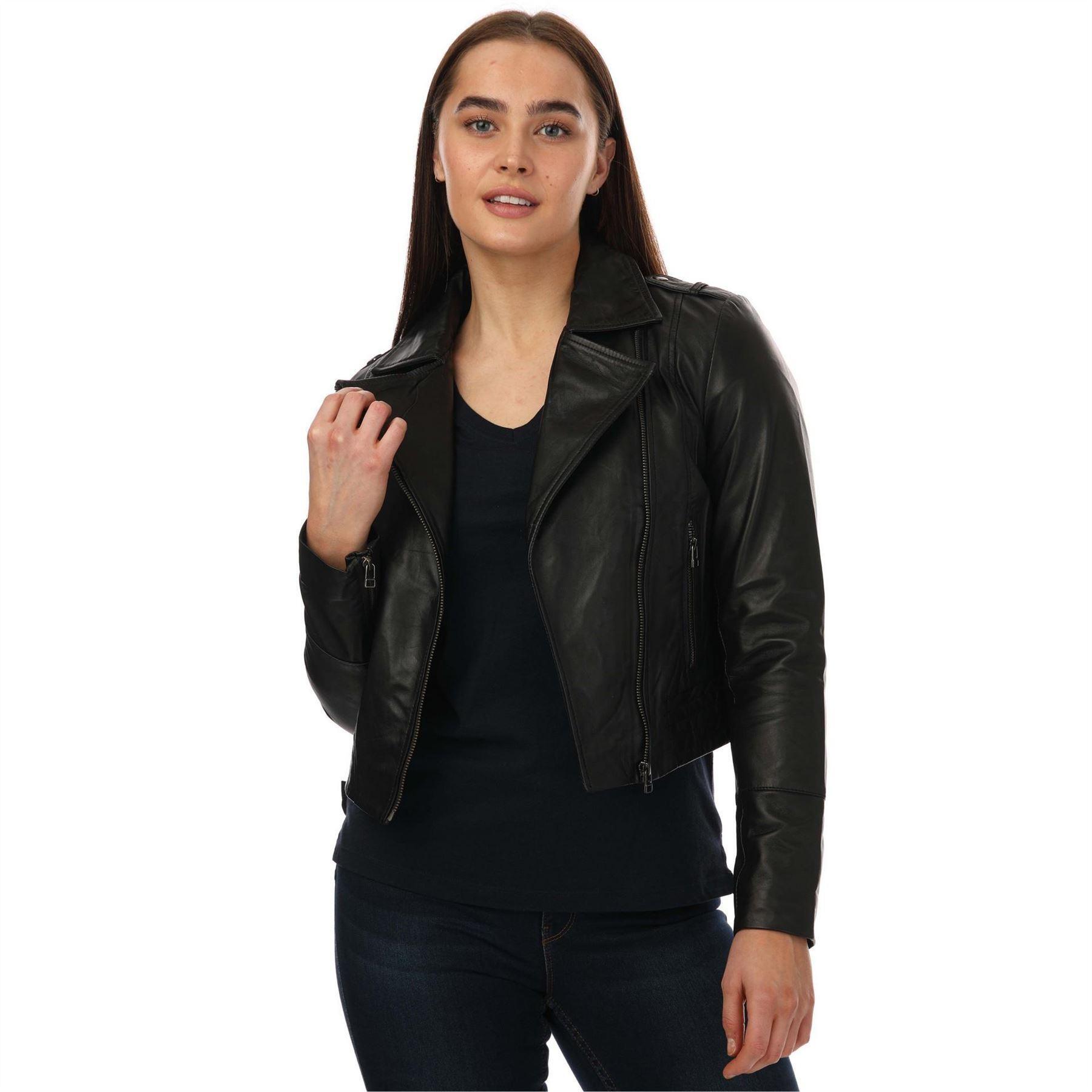 Elle Womens/Ladies Leather Fitted Biker Jacket