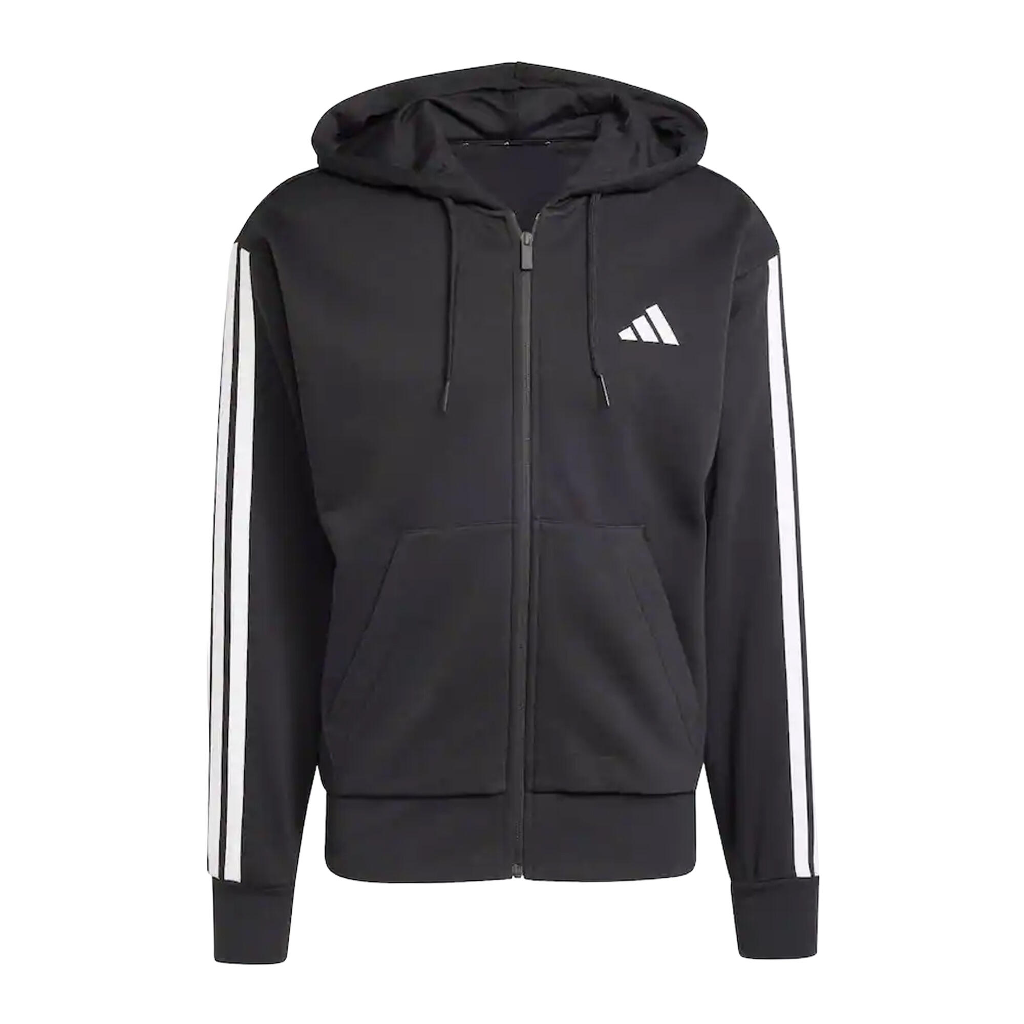 Adidas Mens 3 Stripes Fleece Full Zip Hoodie