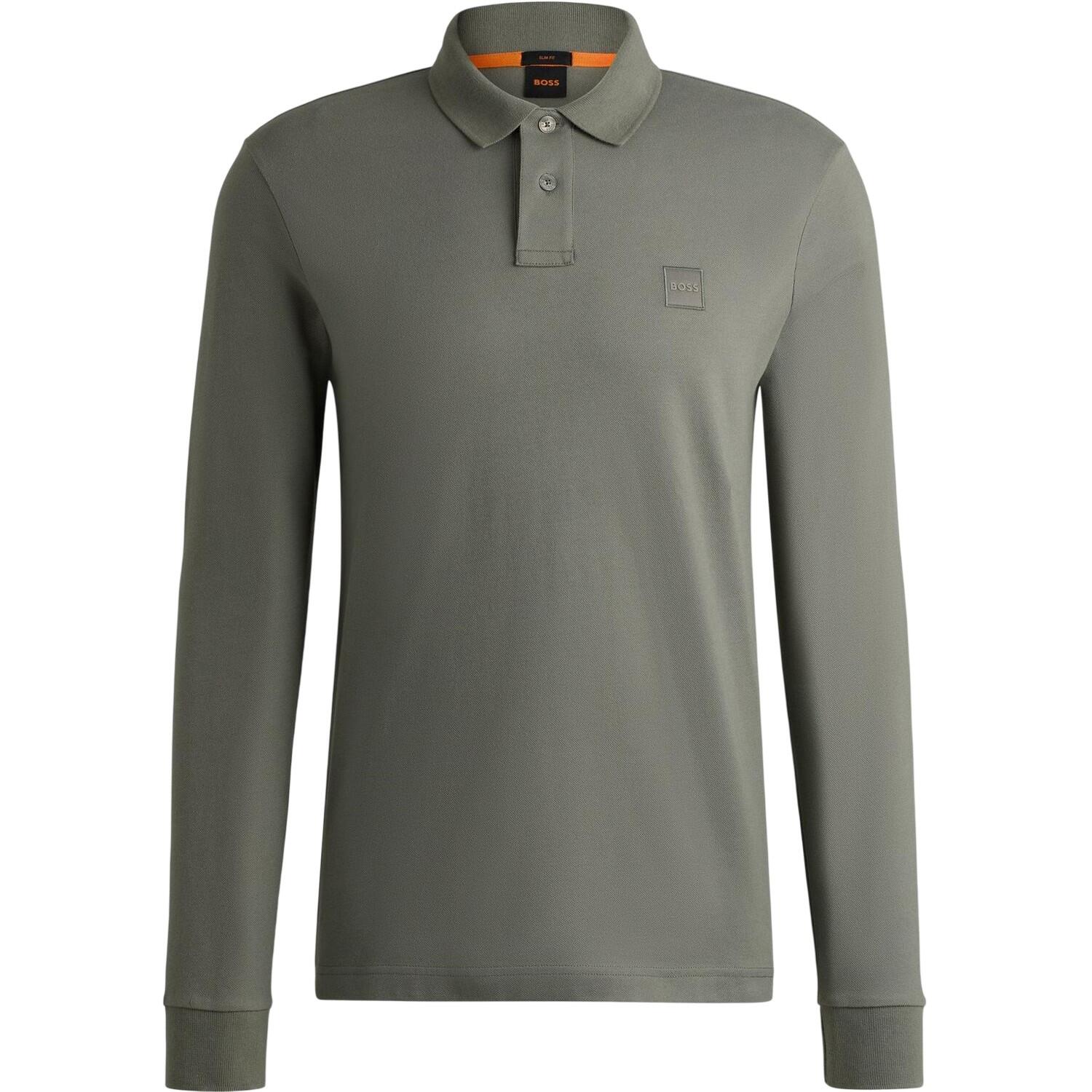 Boss Mens Passerby Logo Long-Sleeved Polo Shirt