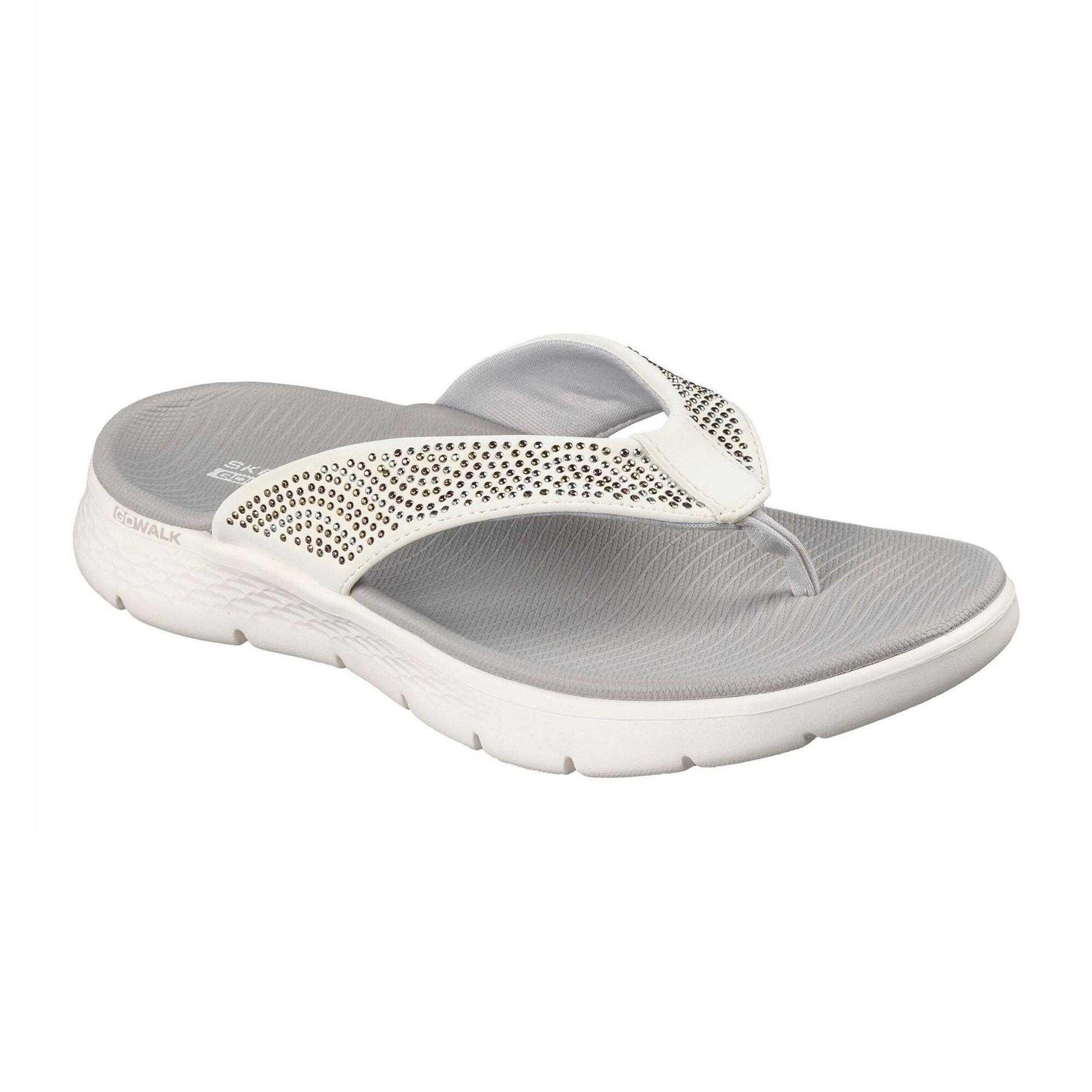 Skechers Womens/Ladies Go Walk Arch Fit Rhinestone Flat Flip Flops