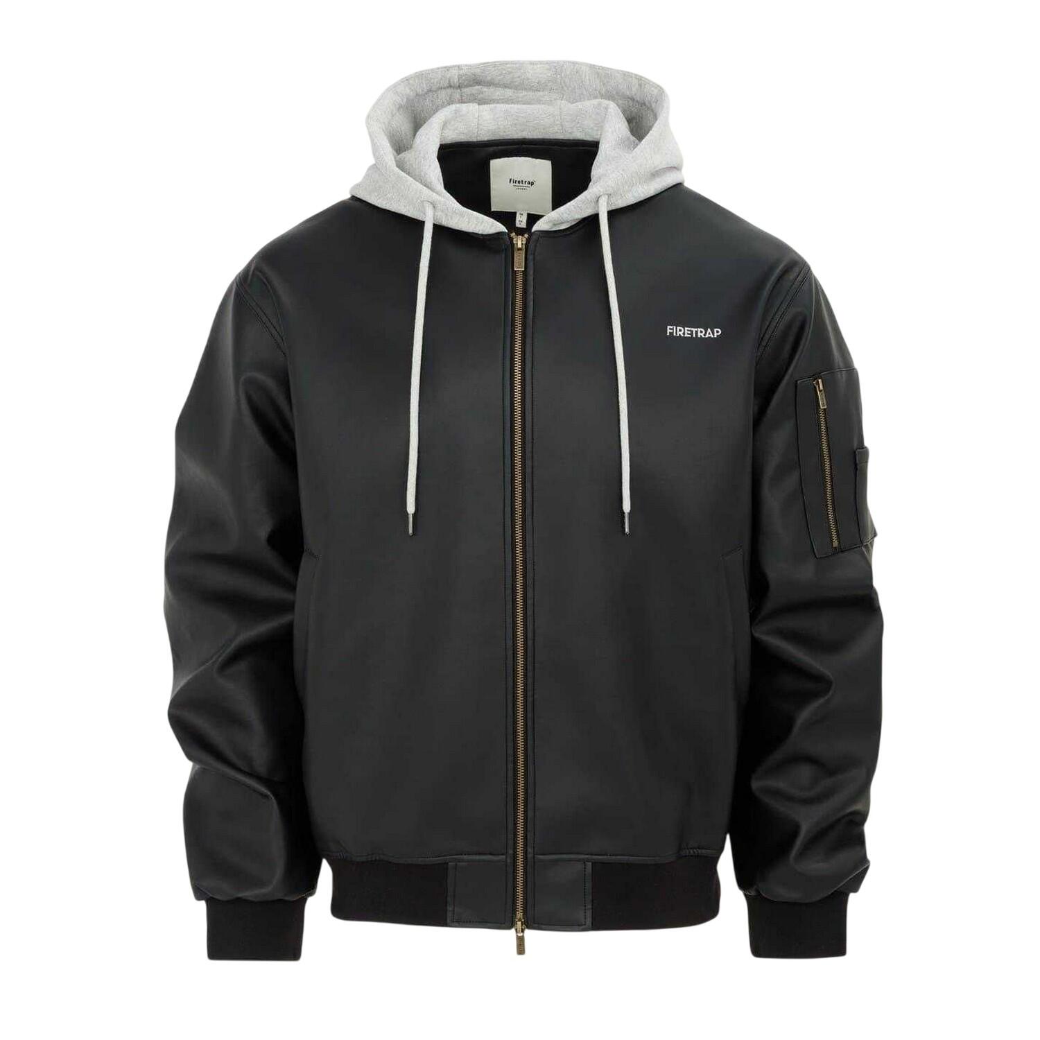 Firetrap Mens PU Hooded Jacket