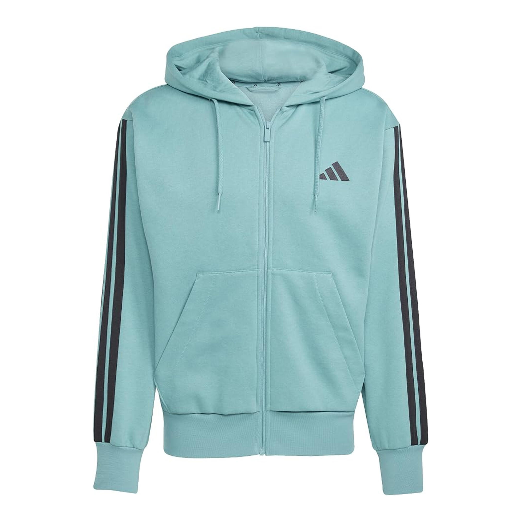 Adidas Mens 3S Cotton Blend Full Zip Hoodie