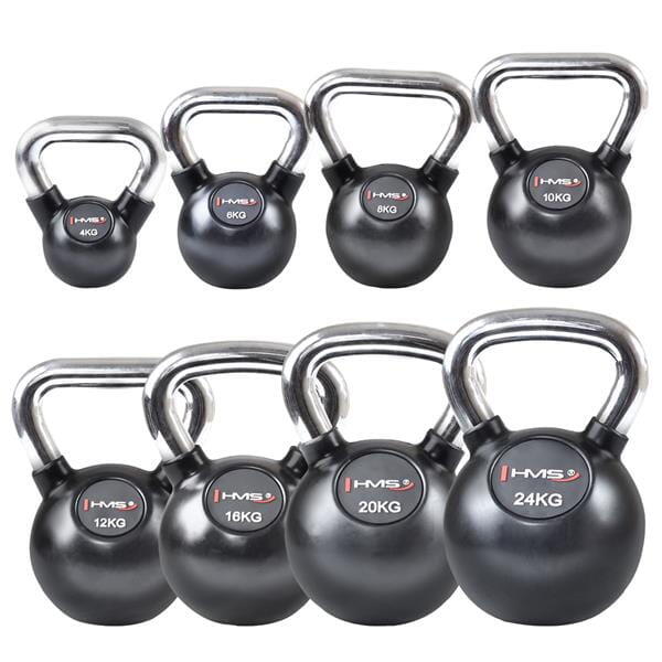 Kettlebell żeliwny ogumowany z chromowanym uchwytem KGC HMS