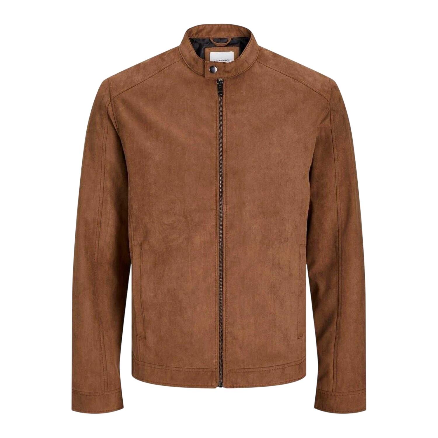 Jack And Jones Mens Biker Mock Neck Plus Long-Sleeved Jacket