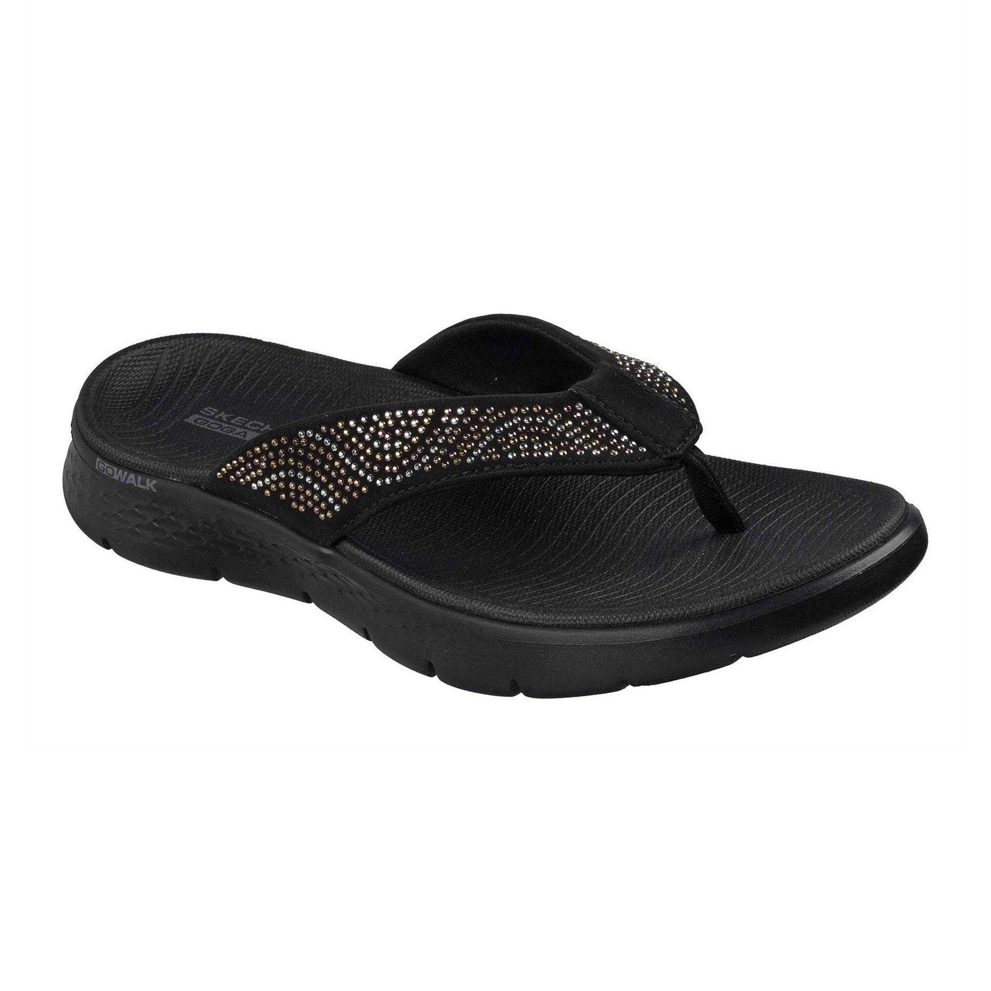 Skechers Womens/Ladies Go Walk Arch Fit Rhinestone Flat Flip Flops