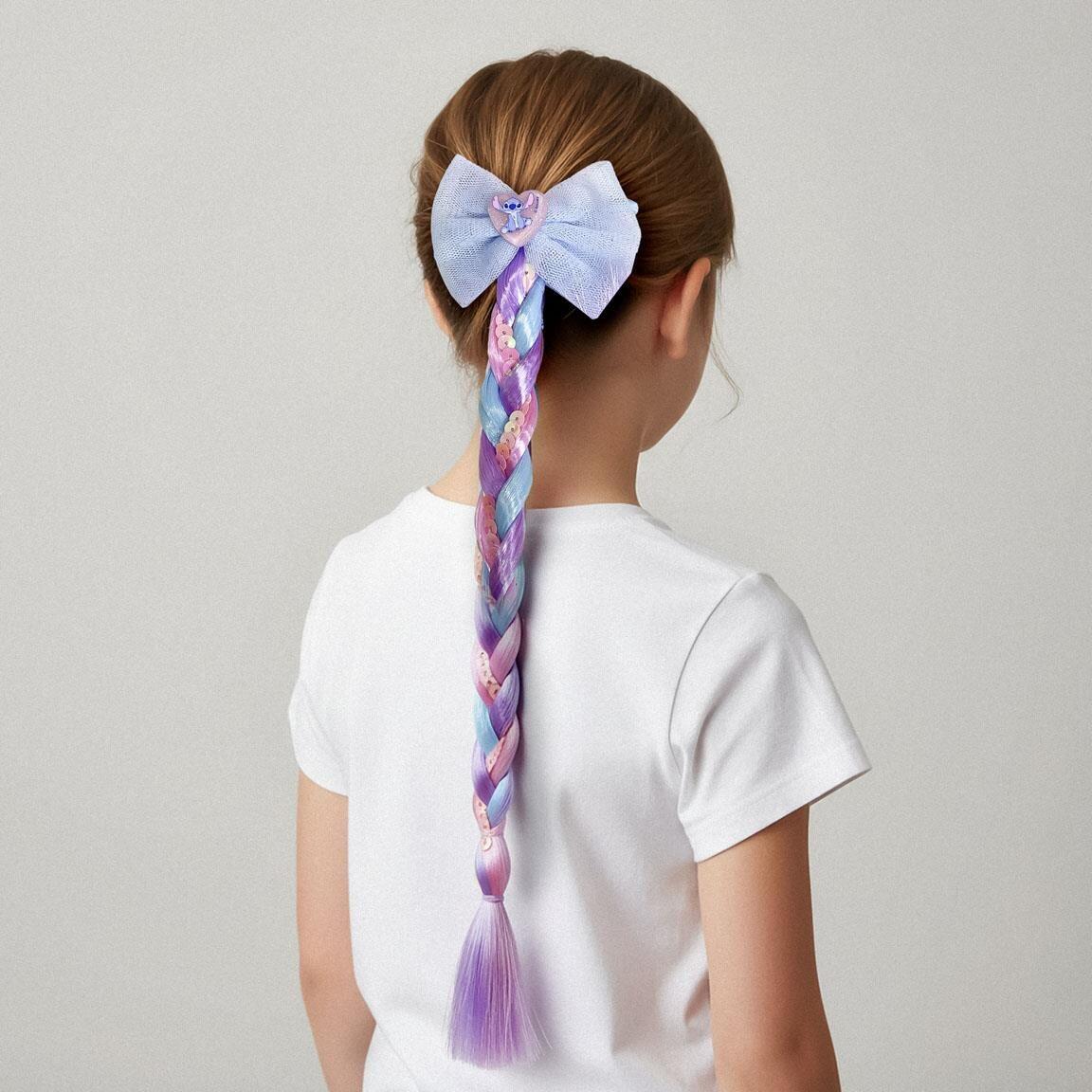 Elástico Extensível Infantil Stitch com Laço e Trança Multicolor Pastel 4/4