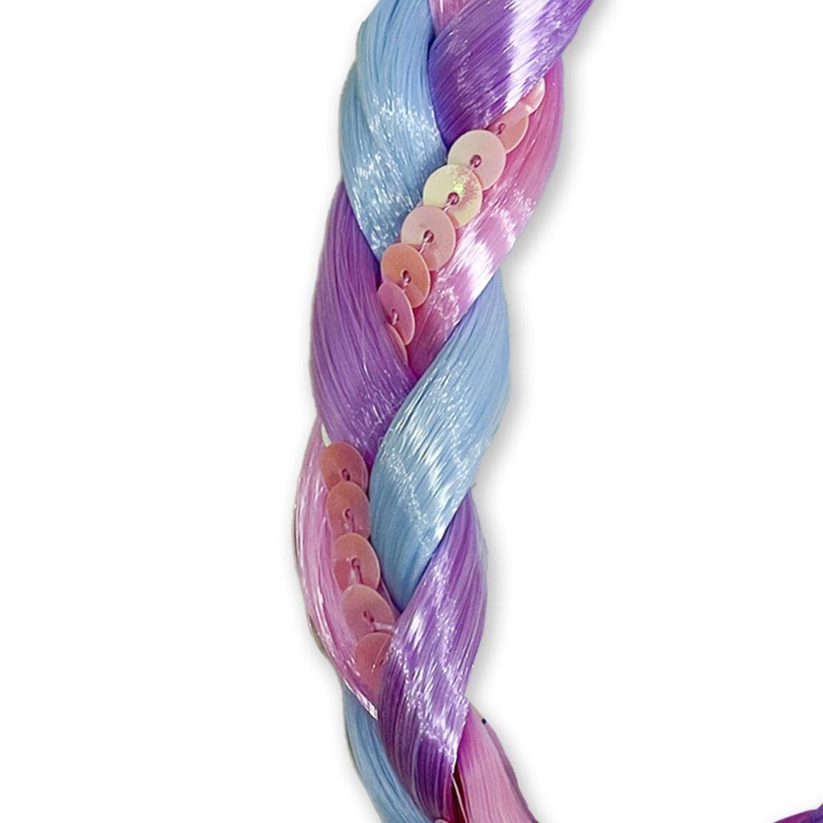 Elástico Extensível Infantil Stitch com Laço e Trança Multicolor Pastel 3/4