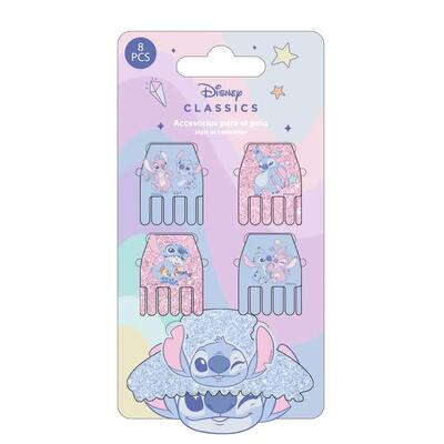 Set di elastici per capelli per bambini Stitch 4 pezzi Rosa e blu