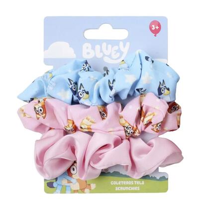 Lot de chouchous en tissu enfant Bluey 3 pièces polyester Bleu et rose