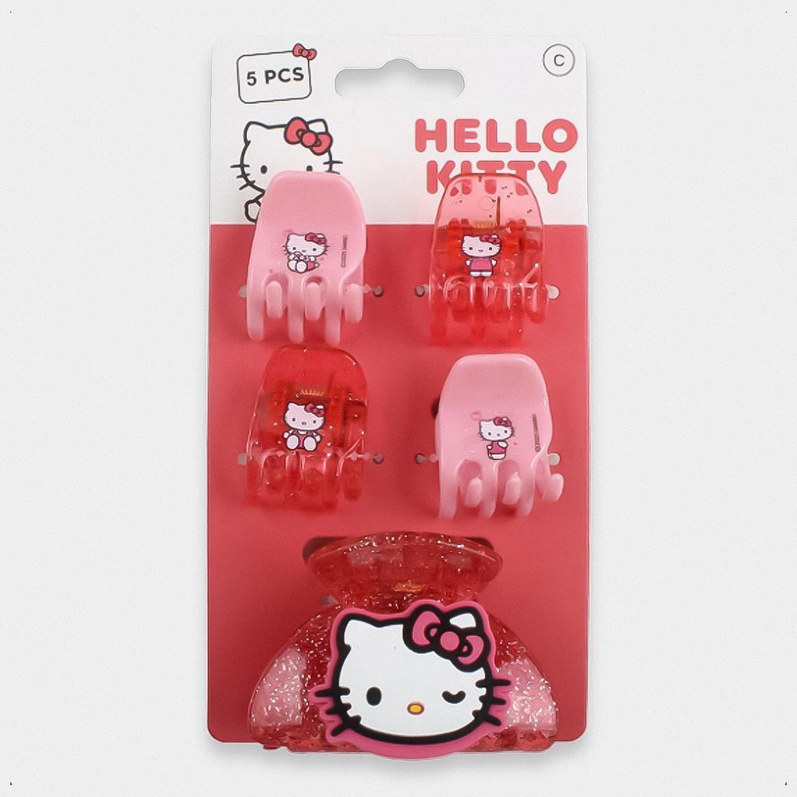 Pack de Pinzas para el Pelo Infantil Hello Kitty 5 Piezas Rosa Brillo 6/6