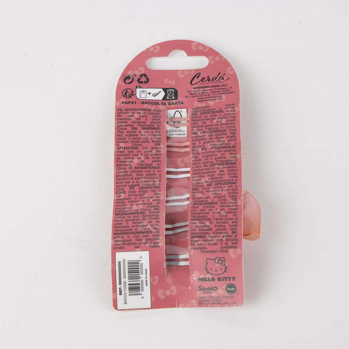 Pack de Clips y Pinzas para el Pelo Infantil Hello Kitty 6 Piezas Rosa y Plata 3/3