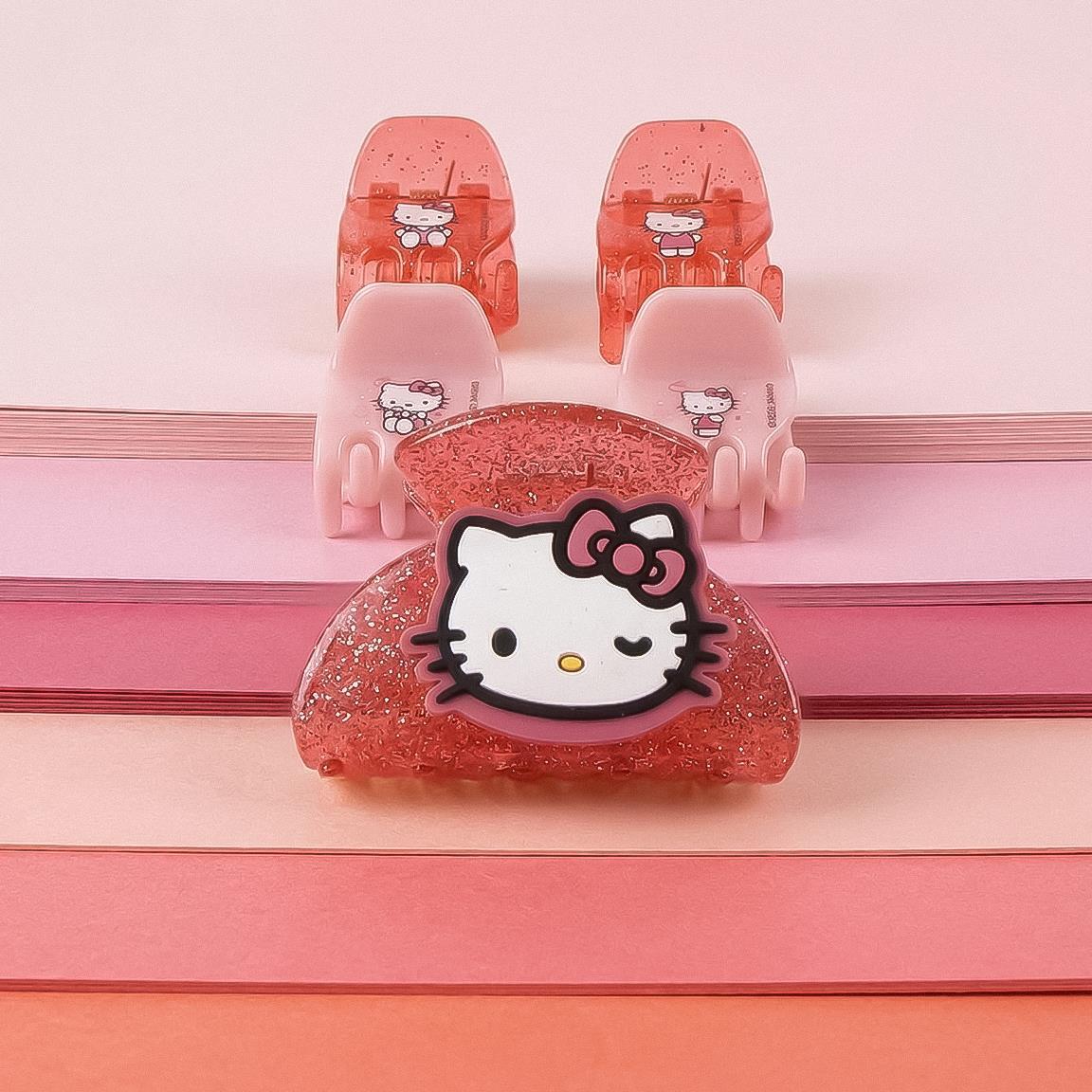 Pack de Pinzas para el Pelo Infantil Hello Kitty 5 Piezas Rosa Brillo 4/6
