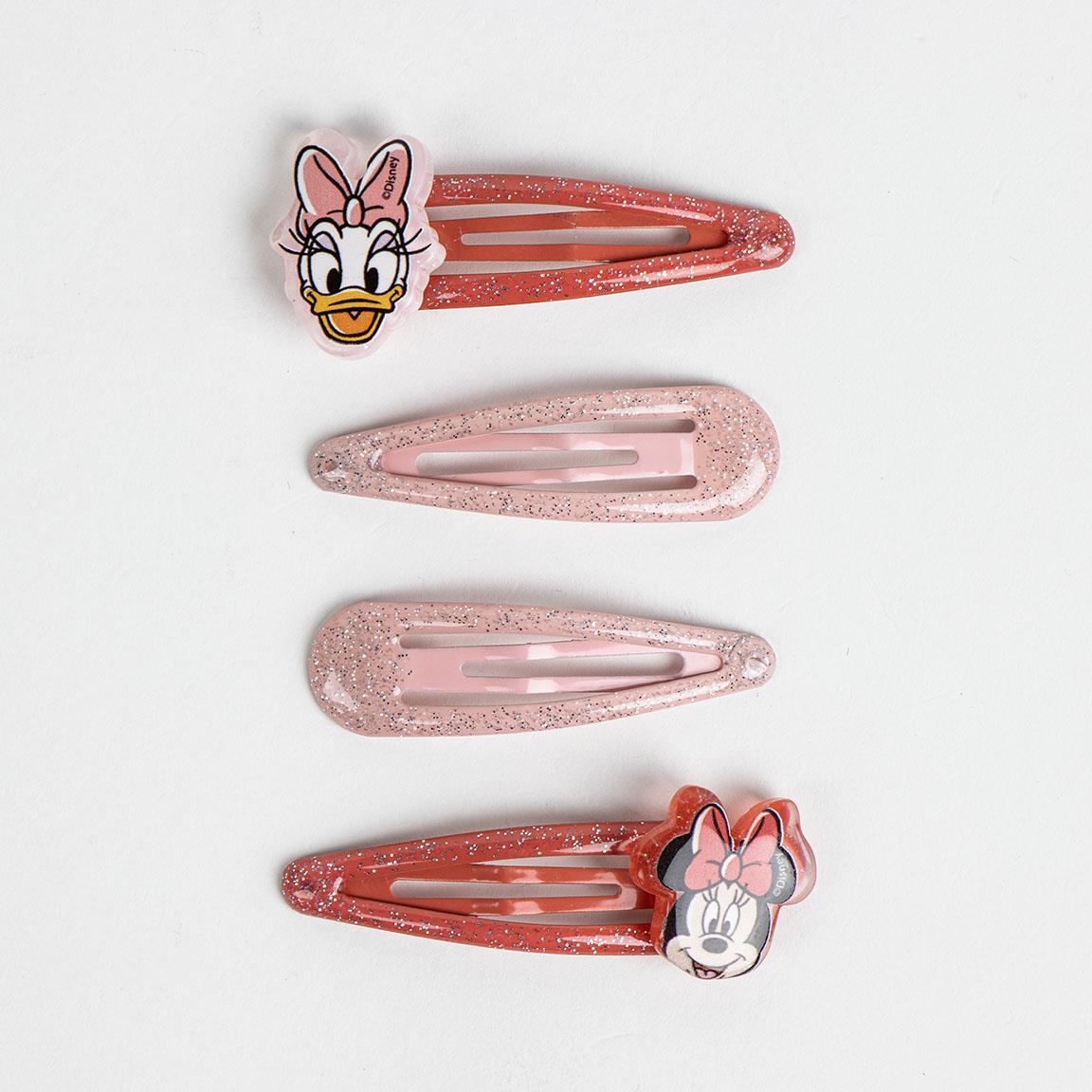 Set di clip per capelli per bambini Minnie 4 pezzi con glitter Rosa e rosso 2/2