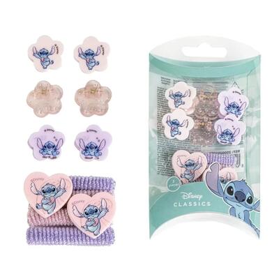 Set di elastici per capelli per bambini Stitch 4 pezzi Rosa e blu