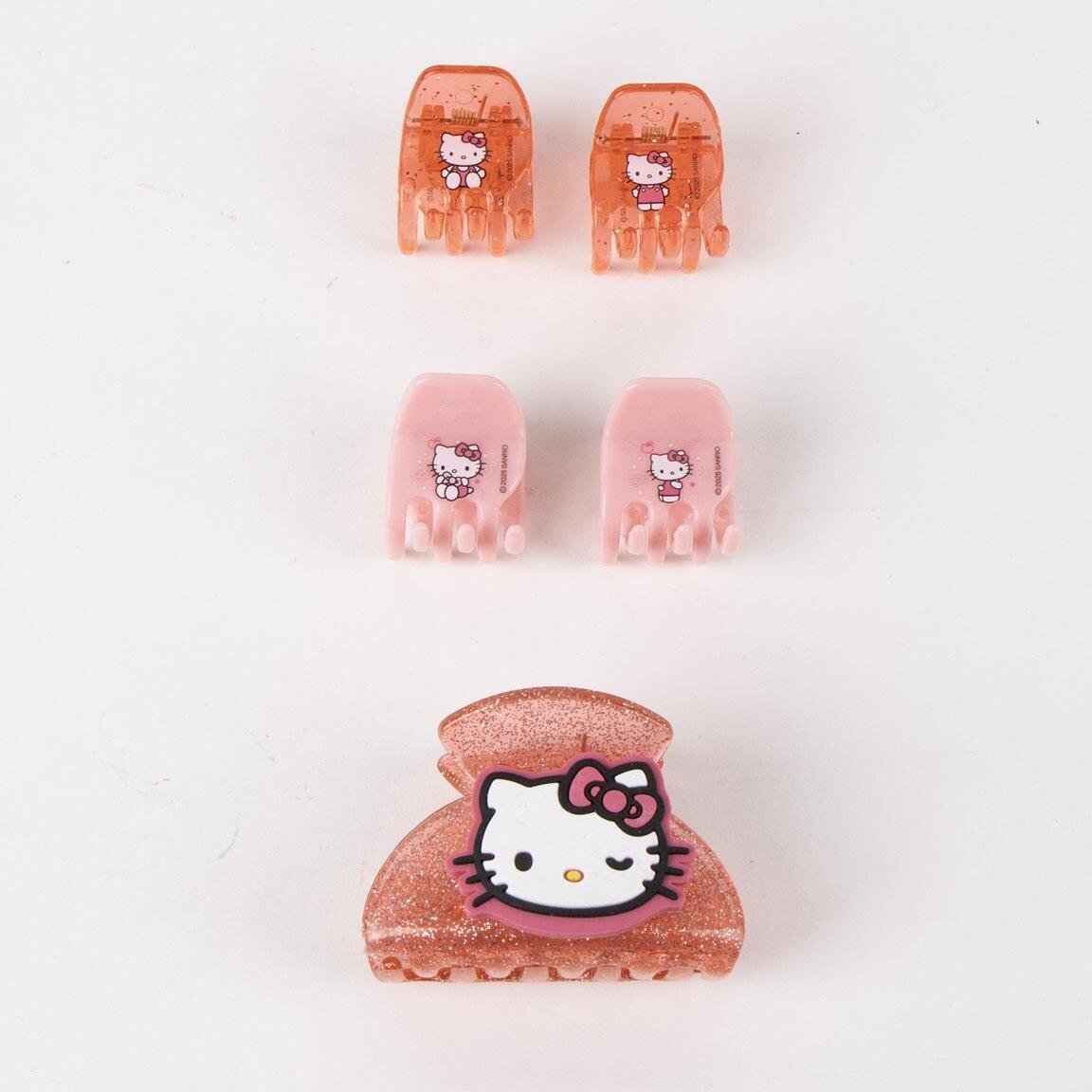 Pack de Pinzas para el Pelo Infantil Hello Kitty 5 Piezas Rosa Brillo 2/6