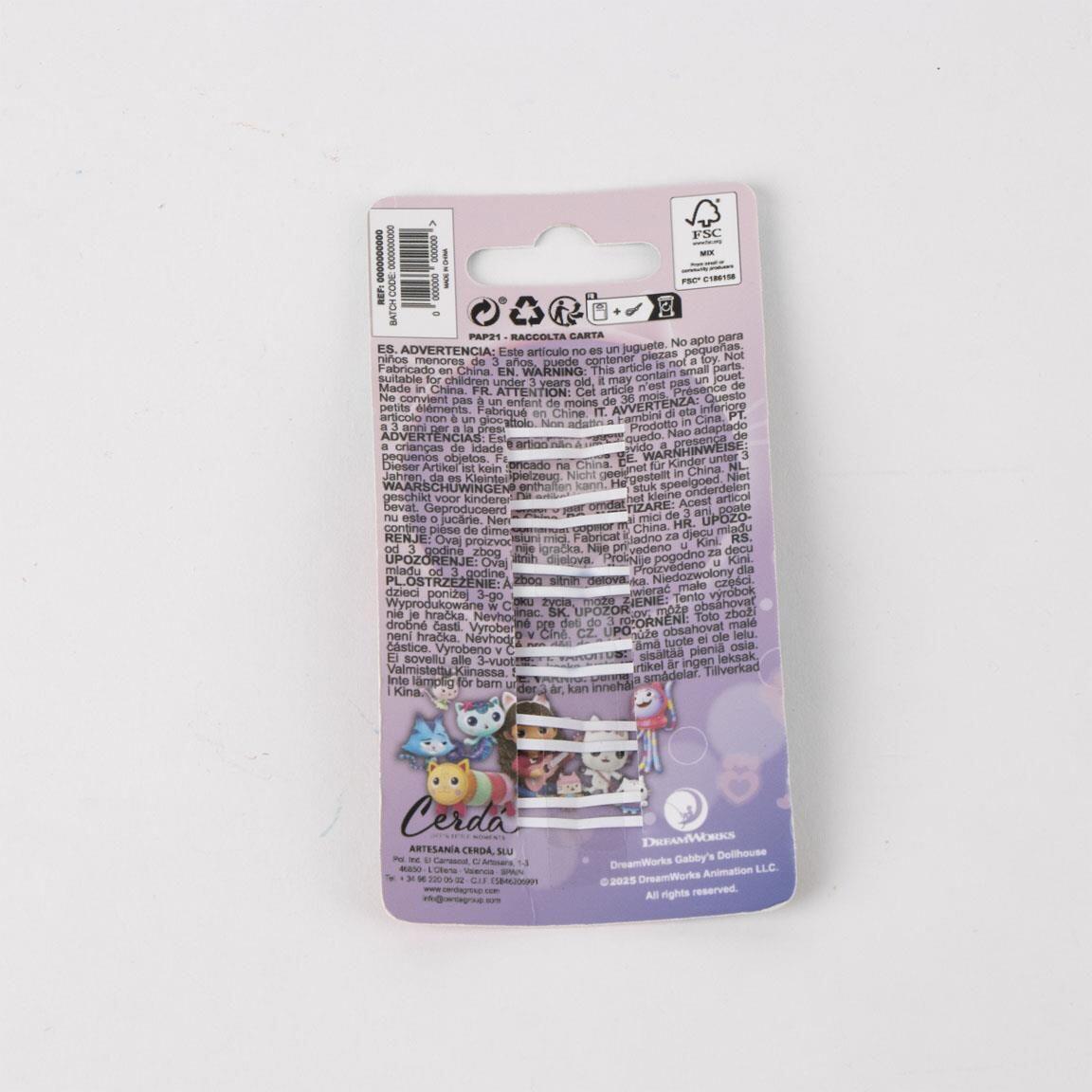 Pack de Clips para el Pelo Infantil Gabby’s Dollhouse 6 Piezas Multicolor Rosa 3/3