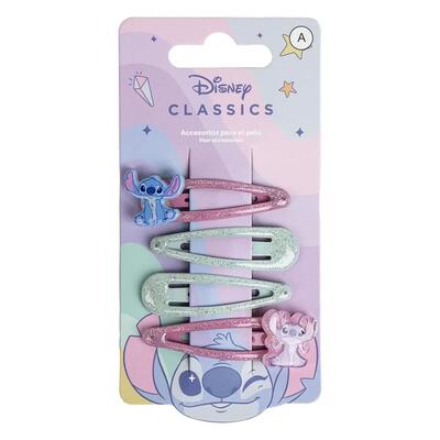 Set di elastici per capelli per bambini Stitch 4 pezzi Rosa e blu