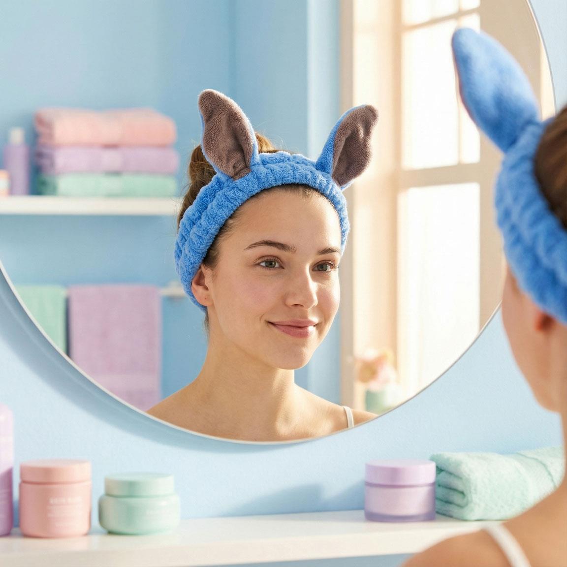 Diadema de Maquillaje Infantil Stitch de Felpa Suave 100% Poliéster Azul 5/6