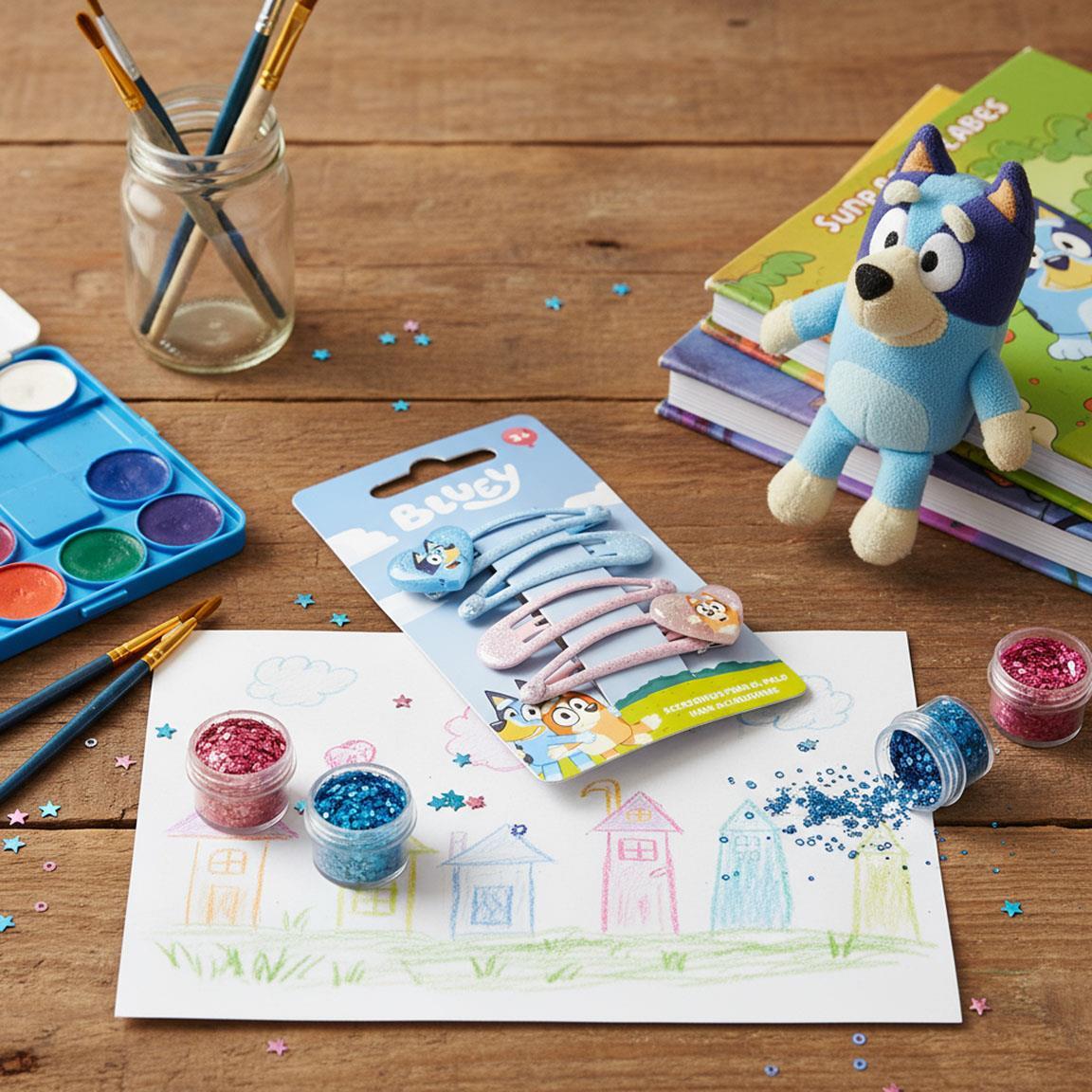 Set di clip per capelli per bambini Bluey 4 pezzi con glitter Multicolore 6/6