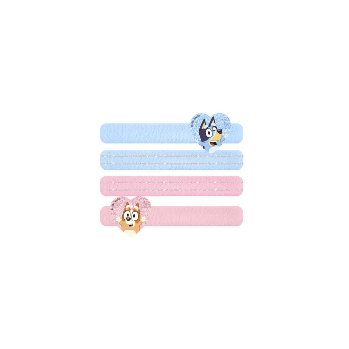Pack de Coleteros para el Pelo Infantil Bluey 4 Piezas con Brillo Azul y Rosa 2/2
