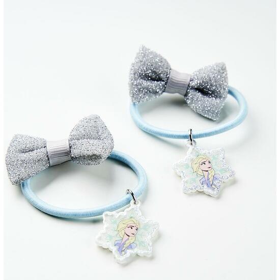 Set kinderhaarelastiekjes met strik Frozen glitter multicolor 2/3