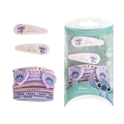 Set di elastici per capelli per bambini Stitch 4 pezzi Rosa e blu