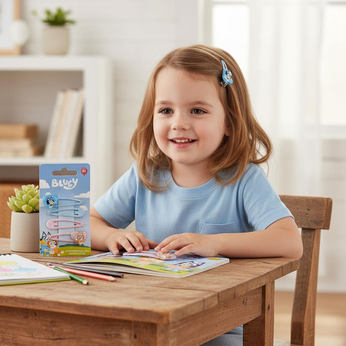 Set di clip per capelli per bambini Bluey 4 pezzi con glitter Multicolore 4/6