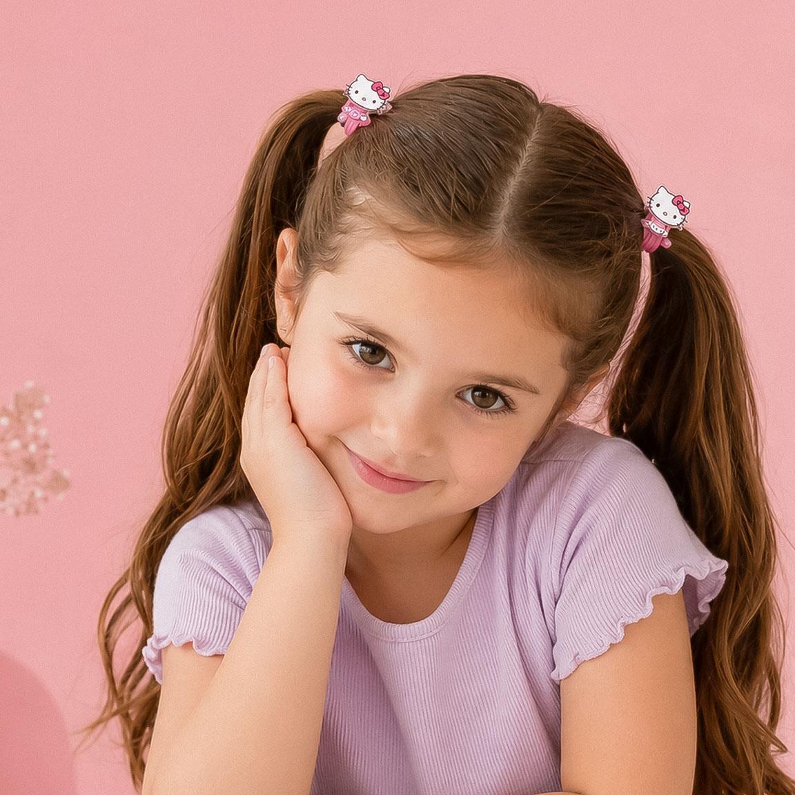 Pack de Coleteros Elásticos para el Pelo Infantil Hello Kitty 8 Piezas Rosa 4/6