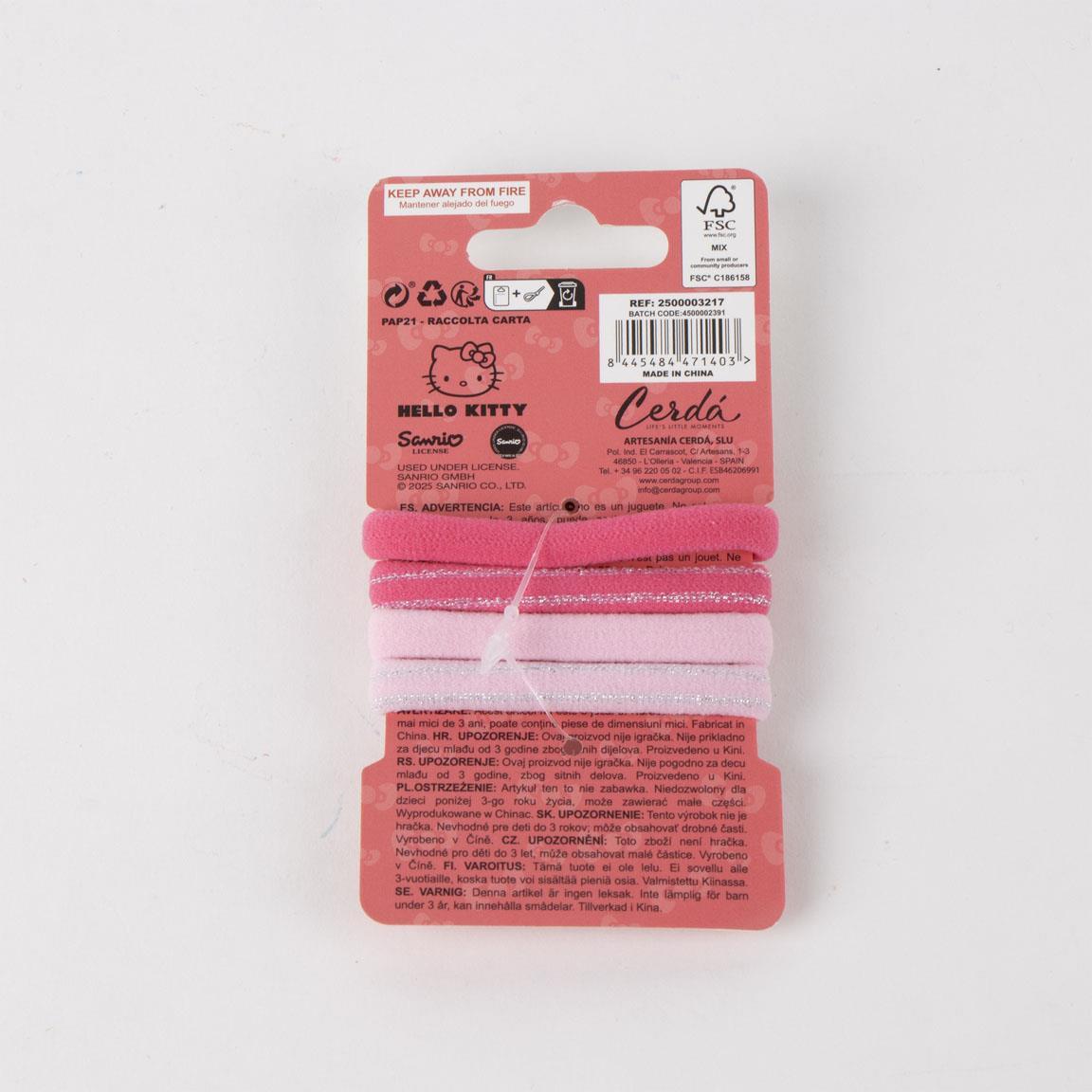 Set di elastici per bambini Hello Kitty 4 pezzi in tessuto elastico Rosa 3/3