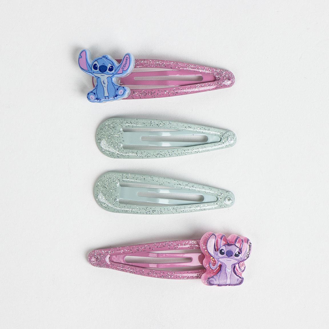 Set di clip per capelli per bambini Stitch 4 pezzi con glitter Multicolore 2/5