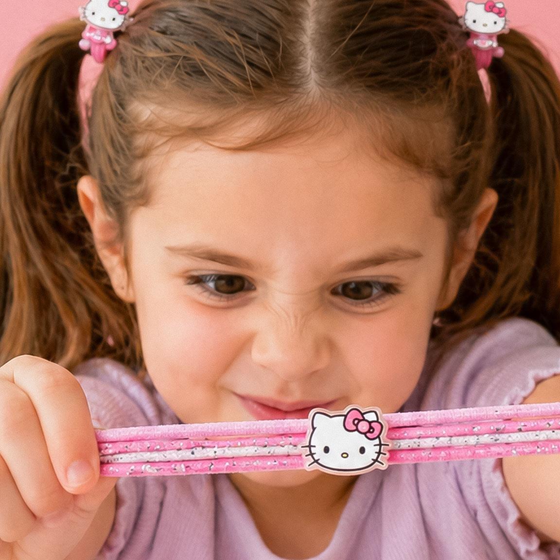 Pack de Coleteros Elásticos para el Pelo Infantil Hello Kitty 8 Piezas Rosa 3/6