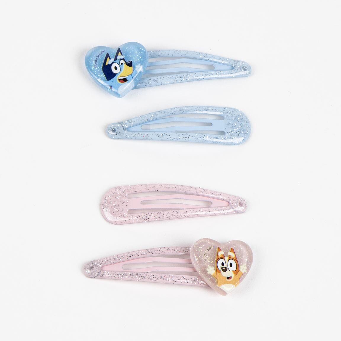 Set di clip per capelli per bambini Bluey 4 pezzi con glitter Multicolore 2/6