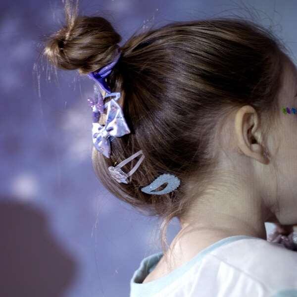Haarclips für Kinder Frozen 4 Stück mit Glitzer Blau-Lila 5/6