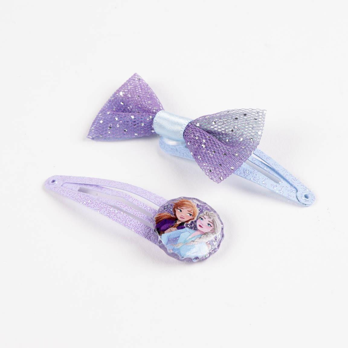 Haarclips für Kinder Frozen 4 Stück mit Glitzer Blau-Lila 3/6