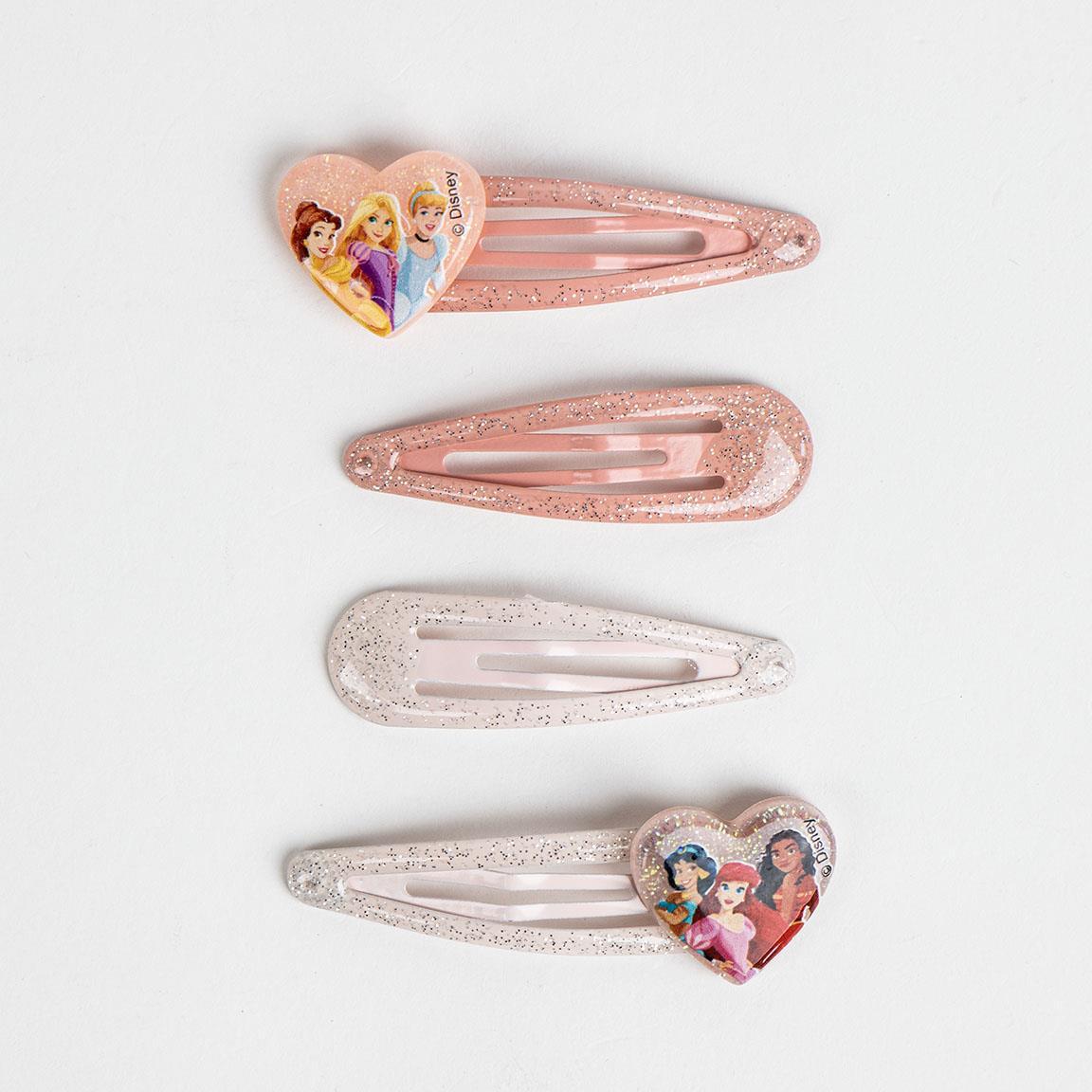 Set di clip per capelli per bambini Princess 4 pezzi con glitter Rosa 2/2
