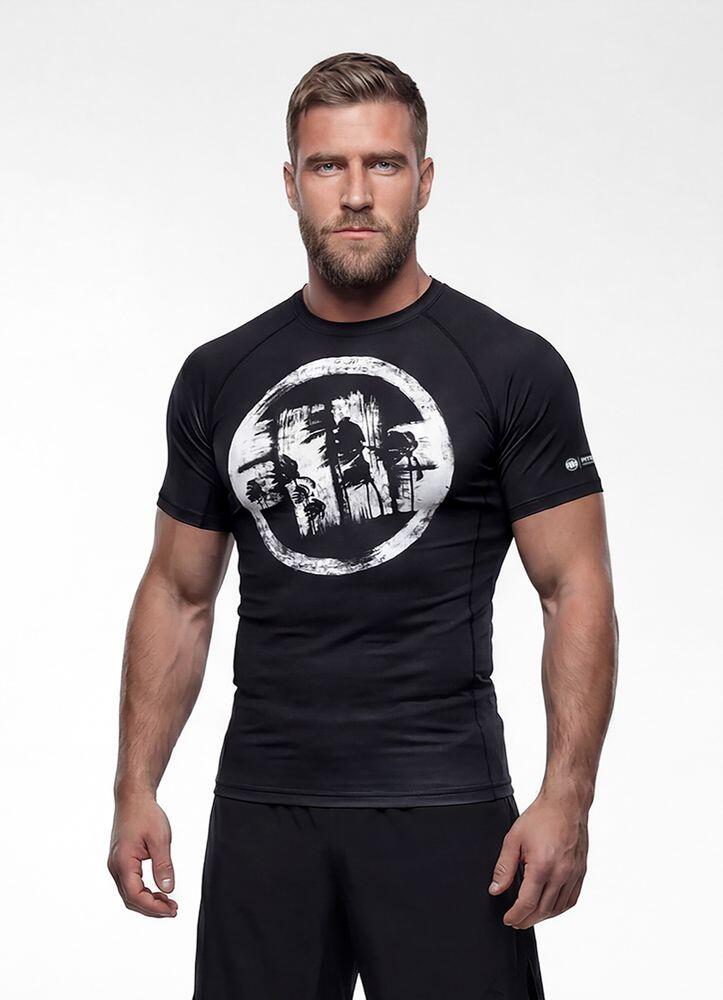 Męski Rashguard krótki PITBULL treningowa techniczna koszulka LOGO PALMS 2/7